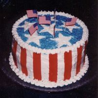July4Thcake.jpg This 4th of July cake is actually the first cake I ever decorated in such as manner. The three layers were also red, white, and blue.