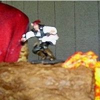 Pirates Of The Caribbean Skull Cake Although this picture is blurry, it does show the depth of the POTC Skull cake, and the fiery appearance of the marshmallow fondant flame....