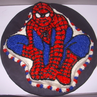 Spiderman Character Cake wilton cake pan used to make this spiderman cake. cream cheese frosting anda tilling