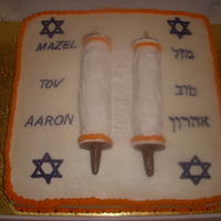 Bar Mitzvah, Scrolls The family and the young man knew exactly what they wanted on their cake even down to the colors. They gave me a sketch of how the scrolls...