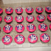 Hot Pink Cuppies Fondant covered cupcakes for DH co workers' cousin. First time using Duff fondant and I have to say I love it for cupcakes. Doesnt dry...