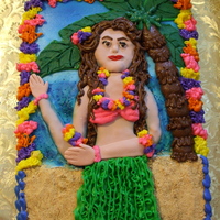 Hula Girl This is strawberry cake that I carved down into a hula girl shape. Her skin is fondant, but the rest of her is buttercream.
