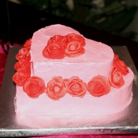 L'amore Heart-shaped bachelorette party cake I made for my childhood friend. it was chocolate and vanilla cake cut from an 8x8 square (love having...