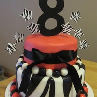 Hot Pink And Zebra Birthday!! My first successful cake with MMF! The little gal I made this for just loved one like this on Cake Boss, so I gave it a whirl!!