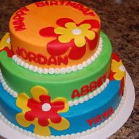 Tropical Colored Birthday Buttercream with fondont accents. This was fun to make