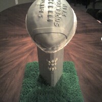 Vince Lombardy Trophy Football and grass is all cake!!! I made this for the Superbowl Party!! GO SAINTS!!!