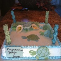 Baby Shower Turtle Cake Baby shower turtle cake with gumpaste/fondant fantasy flowers, turtles, Calla lillies,with candy melt baby feet and baby block elements