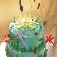 Dragonfly Party Gelatine winged dragonflies and butterflies. Buttercream frosting with fondant accents.