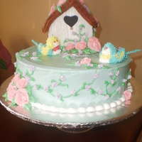 Mom's Birdies This is cream cheese frosting with royal flowers and birds.
