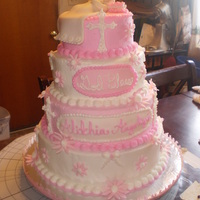 Alithia's Christening This is a christening cake. it is buttercream with a fondant baby and gown