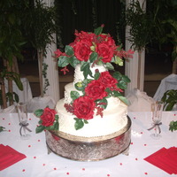 3 Tier Wedding Cake With Silk Flowers 