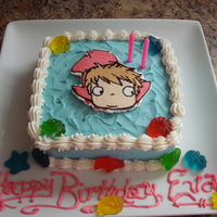 Ponyo Birthday Cake Birthday cake for my daughter's second birthday! She is obsessed with Ponyo. Cake is butter cake frosted with vanilla buttercream with...