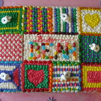 Baby Blanket Cake This cake was for my cousin's baby shower. She calls her baby "Baby Bean" so the shower had a jellybean theme. Entire cake...