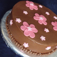 Pink And Brown Cake.. Buttercream and fondant decorations !!