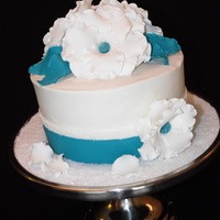 White And Teal A simple cake for my friend's small wedding. My first "wedding cake" TFL