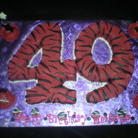 Zebra Print Cake My client designed this cake. She wanted a pinkish purple cake with zebra print and four cupcakes with stars. The 4 was made of vanilla...