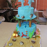 Dolphins! This cake was for a girl who turned 8. She originally wanted a beach cake but by the time I was finished it was more like an ocean. I took...