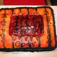 Rack Of Ribs Cake Birthday cake ribs made from fonand and rice crispy treats