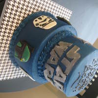 Star Wars Birthday Cake Birthday Cake for a friend's son. I used the William Sonoma Cookie Cutters to make the characters! :)