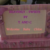 Butterflies & Kisses Picture frame and butterflies in gumpaste. for a baby shower.