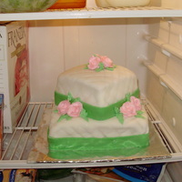 Birthday Cake This is cynthia's birthday cake. It was my very first attempt at fondant...the roses are buttercream frosting ones.