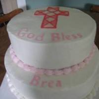 Baptism W/stained Glass Effect Made a simple baptism cake using piping gel for stained glass effect.