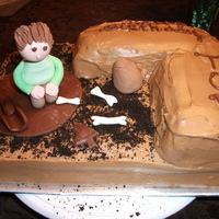 Archeology Cake Red velvet layers with cream cheese icing that was tinted brown. (felt weird doing that but it worked!)