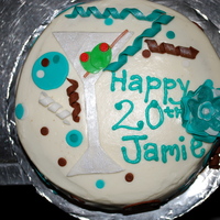 20Th Birthday Cake Devil's Food Cake with homemade cream cheese icing. She wanted teal and brown and something about being legal since 20 is legal in...