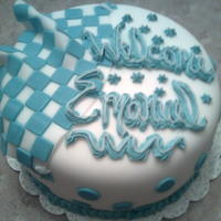 Polka Dots By Request Cake made to celebrate new baby. Fondant dots and blanket.