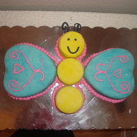 Butterfly Birthdy fondant covered with sugarpaste face and antennas, just for fun