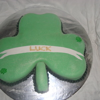 Shamrock St Pattys Day Cake 3 heart shaped cakes covered with fondant.