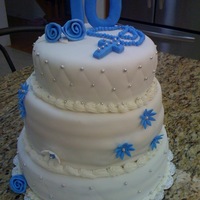 10Th Anniversary Cake Top layer Vanilla with Chocolate Mocha fillingMiddle layer Vanilla with butter cream and cherry fillingBottom layer Vanilla with pineapples...