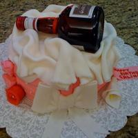 Wine Bottle Cake Everything edible. Bottle from sugar glass. Cap fondant. edible image.
