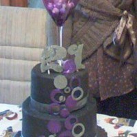 21St Bday 8" and 6" chocolate WASC with marshmallow filling. Inspired by Swank Cake...