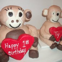 Monkey 1St Birthday This was for my friend's sons 1st birthday the small one is modeled after the monkey he carries everywhere this was the cake he "...