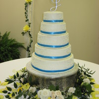 Blue & Yellow Wedding Cake 