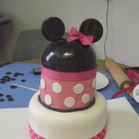 Minnie Mouse first birthday cake for my niece, fondant with gumpaste accents and ears