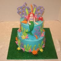Little Mermaid Little mermaid cake, BC w/ fondant decorations. Ariel, Flounder & Sebastian are gumpaste.
