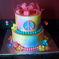 Hippie Cake A lady wanted a cake for her daughters birthday she just said She likes tie dye and peace signs!