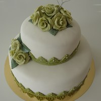Two Tier Wedding Cake Wedding cake in white and green