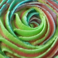 Tie Dyed Buttercream I was playing around with icing techniques,couldn't find my 1m tip so the swirls are messy.I was just trying to swirl colors together...