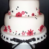 Hot Pink,black And White Birthday Cake 