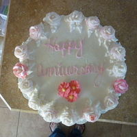 Anniversary Roses Buttercream cake w/ buttercream roses. I made this cake for a friend of a friends anniversary