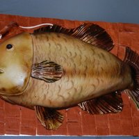 Fish Cake Strawberry shortcake - for someone's 30th birthday who likes fishing