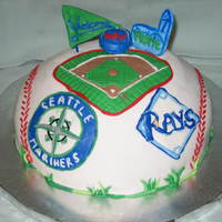 Baseball Cake Inspired by safeco field, and the clients two favorite teams.