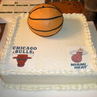 Basketball Cake For a friend's daughters 16th birthday. She is a Bulls and Heat fan. It is Lemon WASC cake with white chocolate buttercream and a...