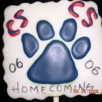 Homecoming Cookie For Katie Well here is another cookie for Kaite. Their school colors are blue and red and they are the cy-springs panthers.