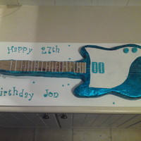 Blue Sparkle Guitar Cake 