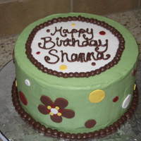 Retro-Y Birthday Cake 8" Round, Buttercream with fondant accents.