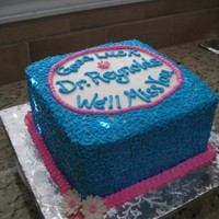 Farewell Cake 8" Square, Buttercream with Gumpaste Daisies.